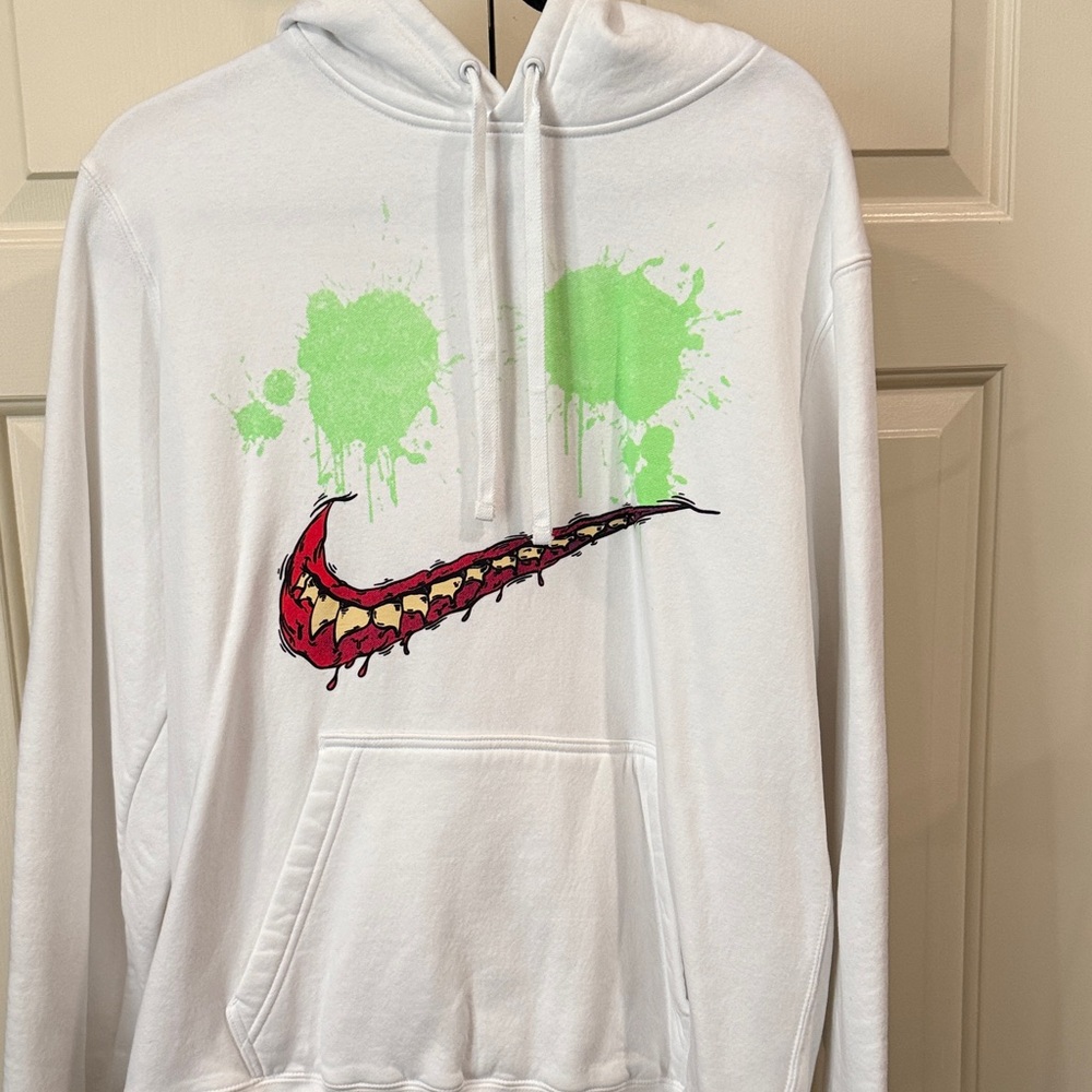 Nike White Hoodie with Green and Red, George Kittle of SF 49ers Collaboration